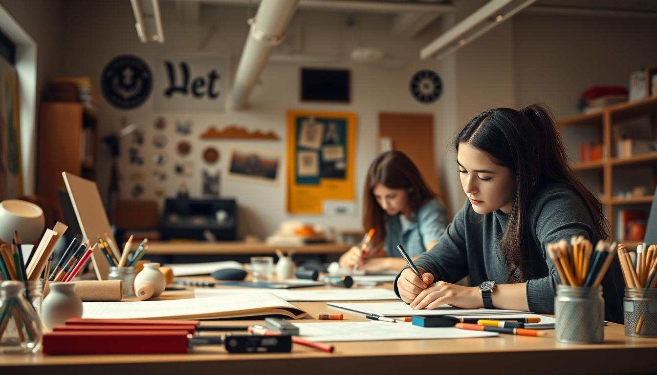 Student using learning strategies while studying